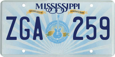 MS license plate ZGA259