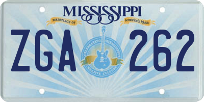 MS license plate ZGA262