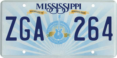 MS license plate ZGA264