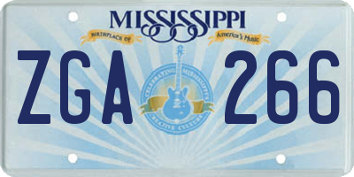 MS license plate ZGA266