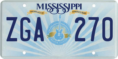 MS license plate ZGA270