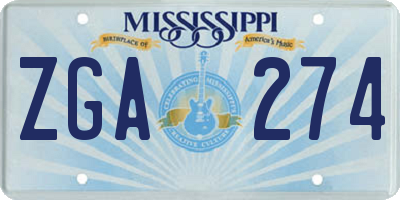 MS license plate ZGA274