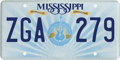 MS license plate ZGA279