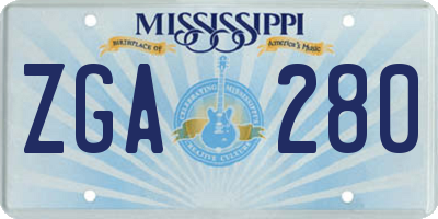MS license plate ZGA280