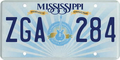 MS license plate ZGA284