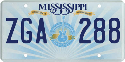 MS license plate ZGA288