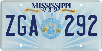 MS license plate ZGA292