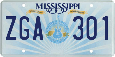 MS license plate ZGA301