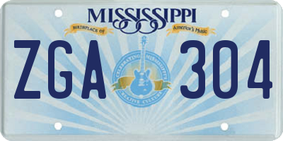 MS license plate ZGA304