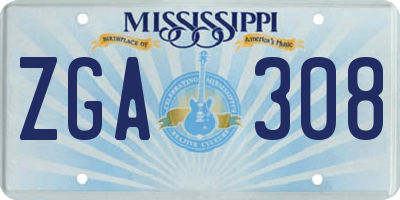 MS license plate ZGA308