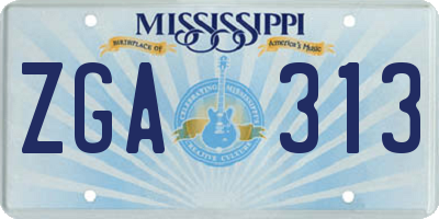 MS license plate ZGA313