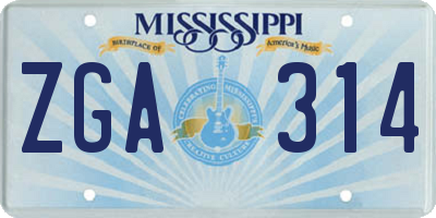 MS license plate ZGA314