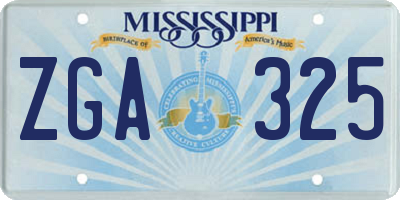 MS license plate ZGA325