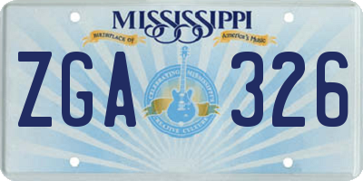 MS license plate ZGA326
