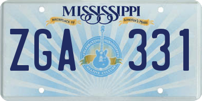 MS license plate ZGA331