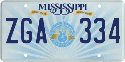 MS license plate ZGA334
