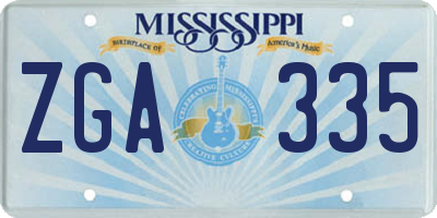MS license plate ZGA335