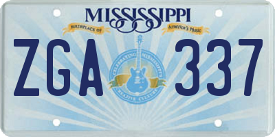 MS license plate ZGA337