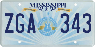 MS license plate ZGA343
