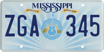 MS license plate ZGA345