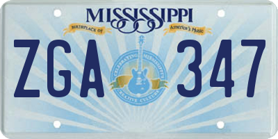 MS license plate ZGA347
