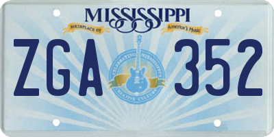 MS license plate ZGA352