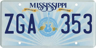 MS license plate ZGA353