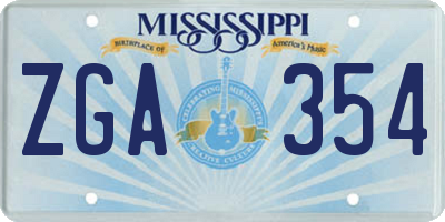 MS license plate ZGA354