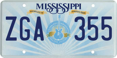 MS license plate ZGA355