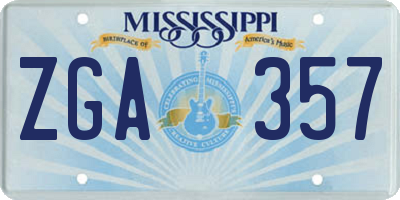 MS license plate ZGA357