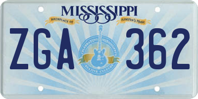 MS license plate ZGA362