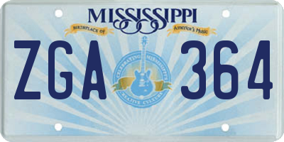 MS license plate ZGA364
