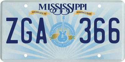 MS license plate ZGA366