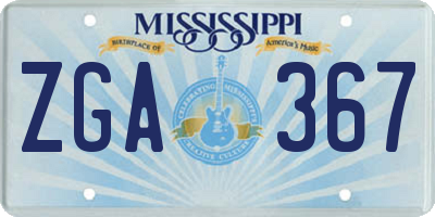 MS license plate ZGA367