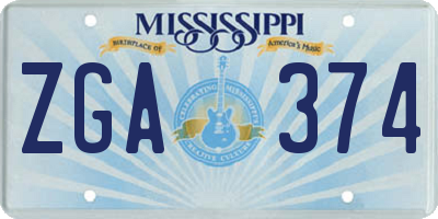 MS license plate ZGA374