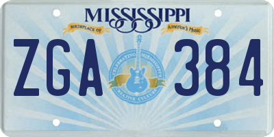 MS license plate ZGA384