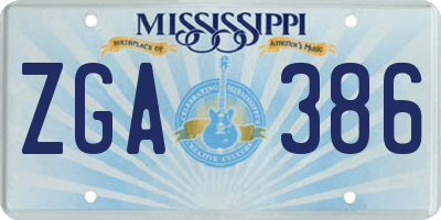 MS license plate ZGA386