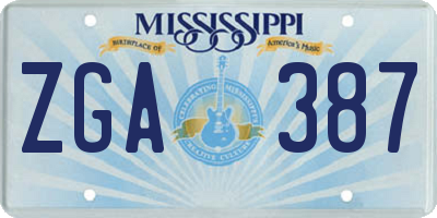 MS license plate ZGA387