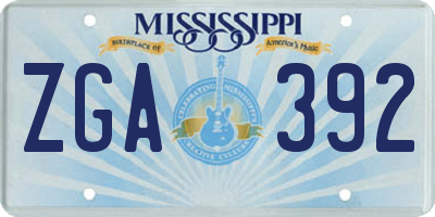 MS license plate ZGA392