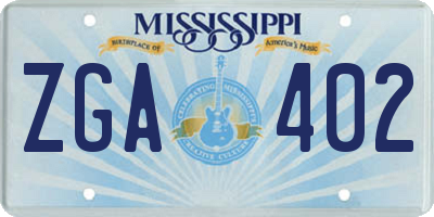 MS license plate ZGA402