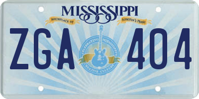 MS license plate ZGA404