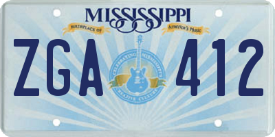 MS license plate ZGA412