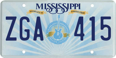 MS license plate ZGA415