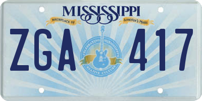 MS license plate ZGA417