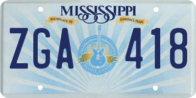 MS license plate ZGA418