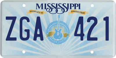 MS license plate ZGA421