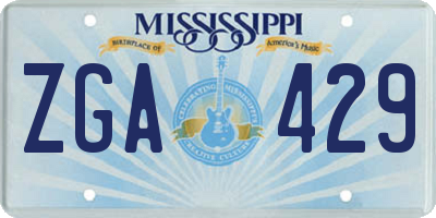 MS license plate ZGA429