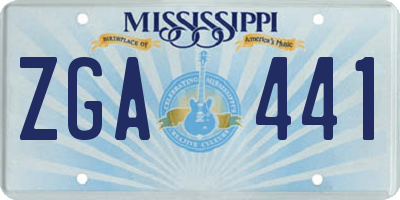 MS license plate ZGA441