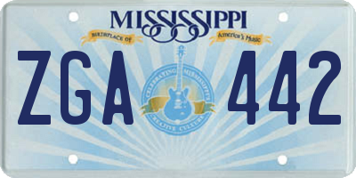 MS license plate ZGA442