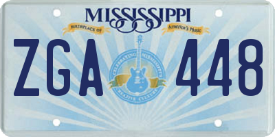 MS license plate ZGA448